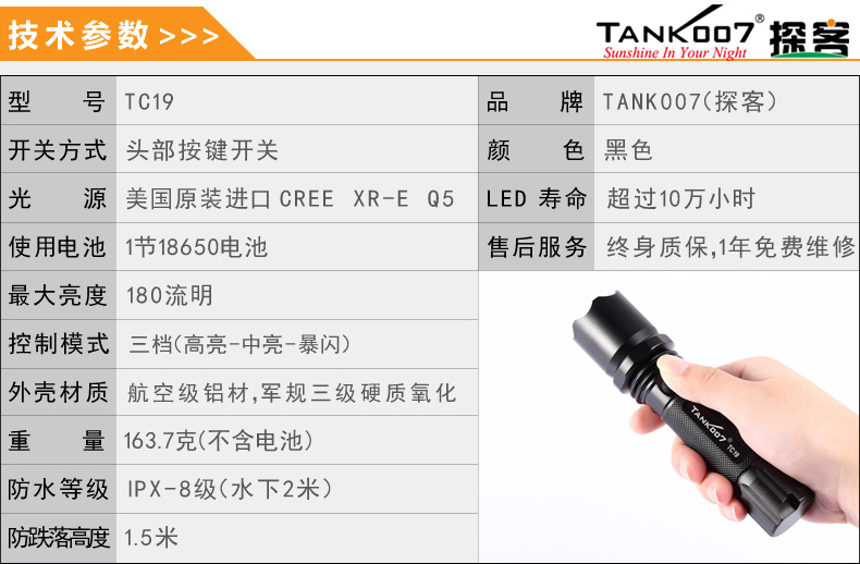 選購(gòu)強(qiáng)光手電筒什么品牌好？探客TANK007手電筒生產(chǎn)廠家
